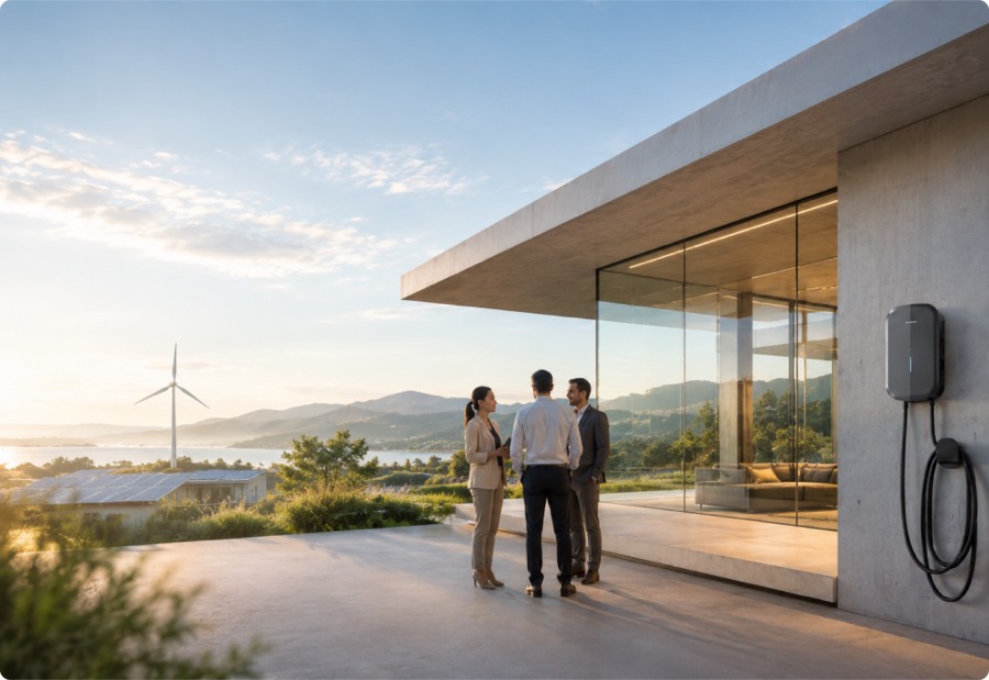 GONEO charging solution beside a modern home