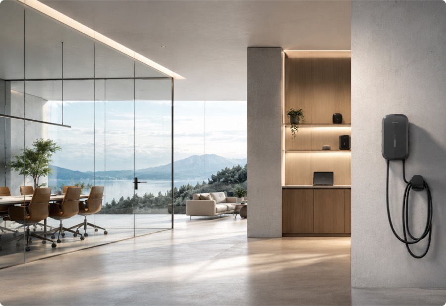 Premium GONEO partner showroom and charging wall